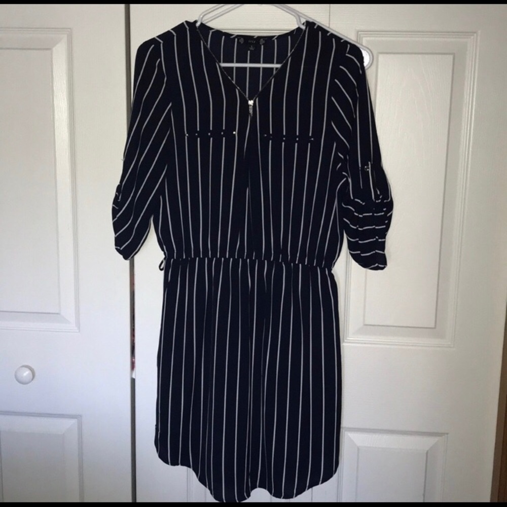 Navy/white vertical stripe dress. Fits like Medium